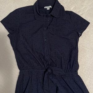 Navy Blue Eyelet Dress